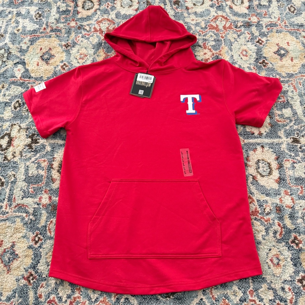 Baseballism Texas Rangers Hoodie Youth Large Red Short Sleeve MLB Sport NWT